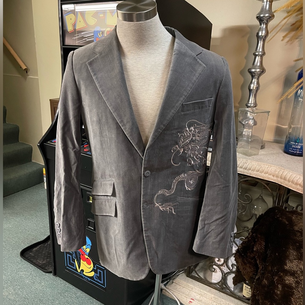 Mens velvet gray sport jacket blazer size L.  NEW no tag
